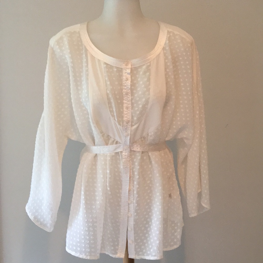 Apostrophe Peplum Top Off White  14-16 Sheer
